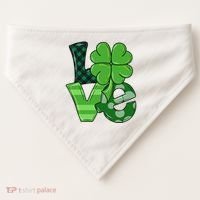 Love St Patricks Day Pattys Irish Clover USA-Made Doggie Bandana thumb 0