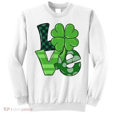Love St Patricks Day Pattys Irish Clover Sweatshirt