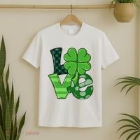 Love St Patricks Day Pattys Irish Clover T-Shirt thumb 2