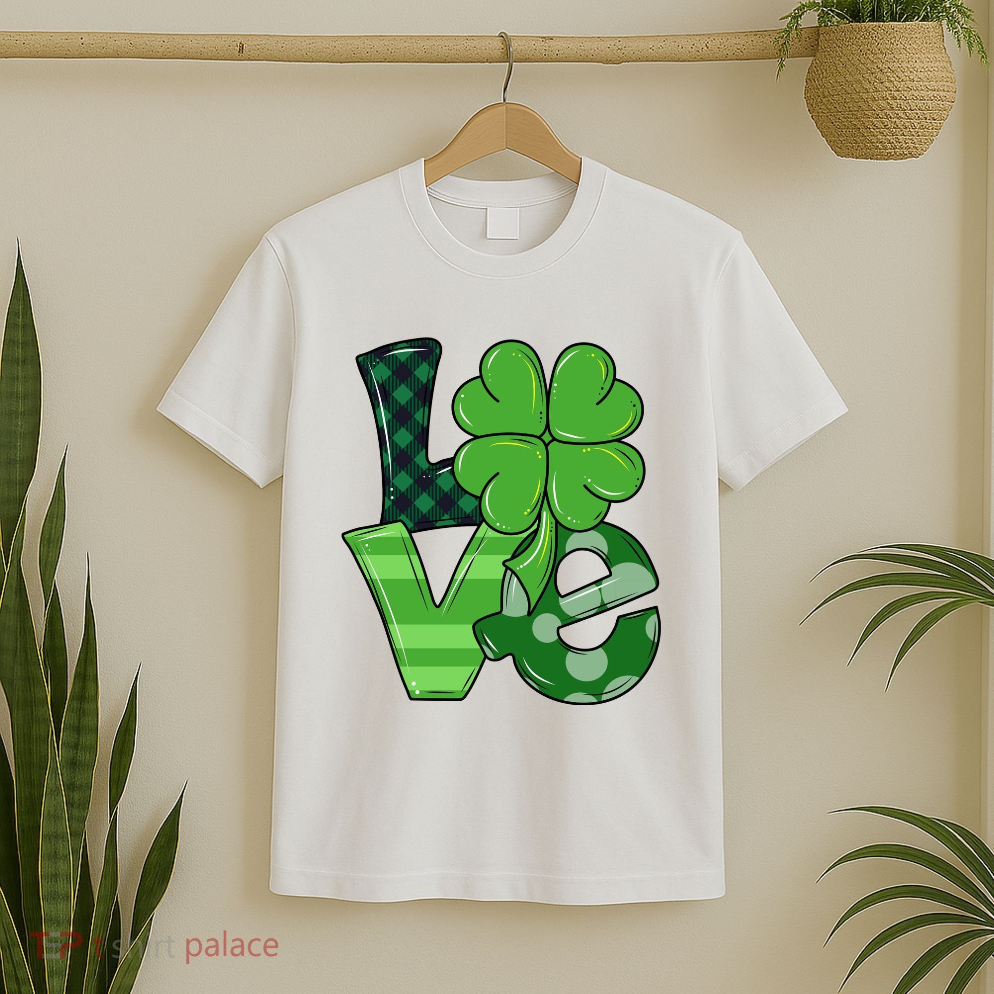 Love St Patricks Day Pattys Irish Clover T-Shirt