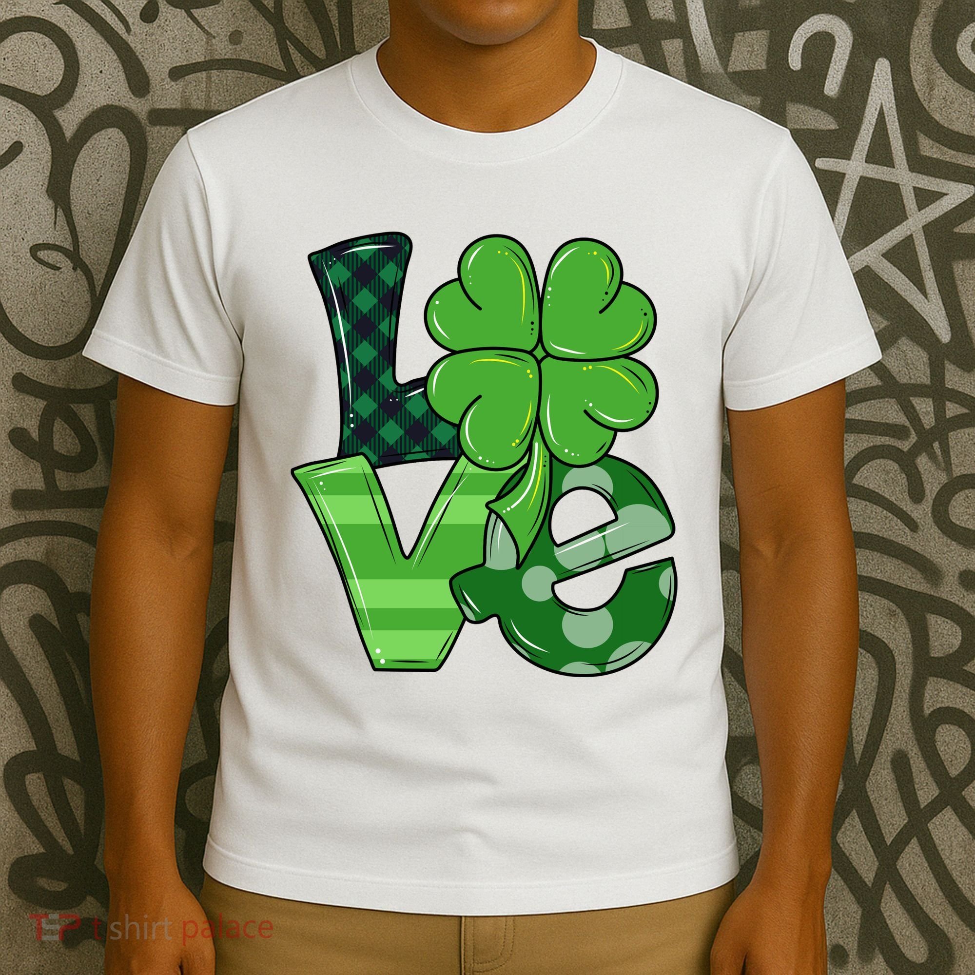 Love St Patricks Day Pattys Irish Clover T-Shirt