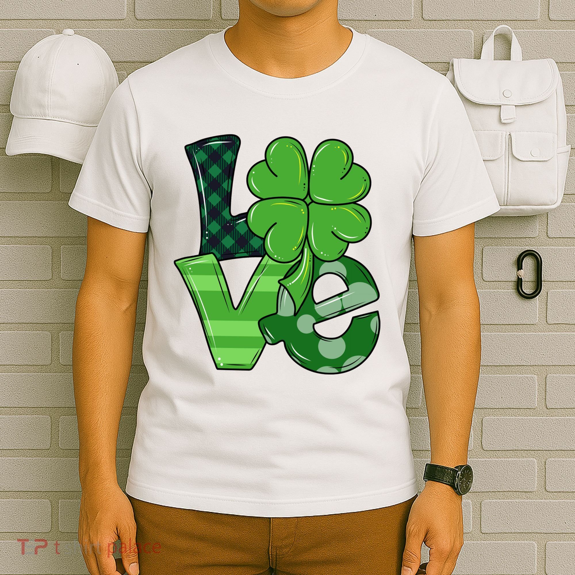Love St Patricks Day Pattys Irish Clover T-Shirt