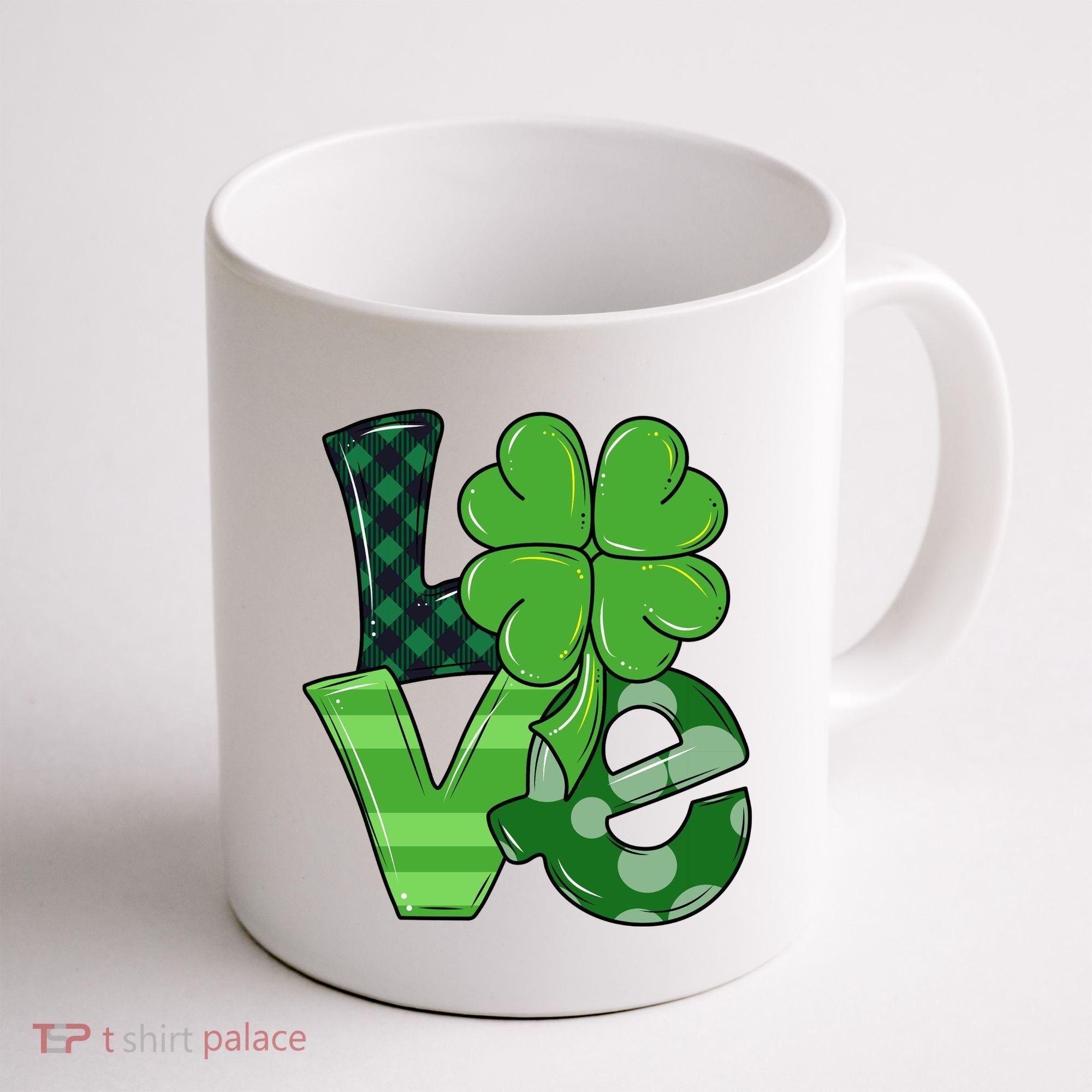 Love St Patricks Day Pattys Irish Clover Coffee Mug