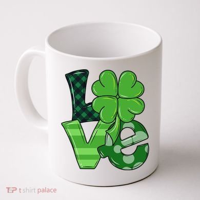 Love St Patricks Day Pattys Irish Clover Coffee Mug