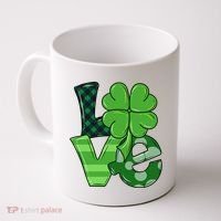 Love St Patricks Day Pattys Irish Clover Coffee Mug thumb 0