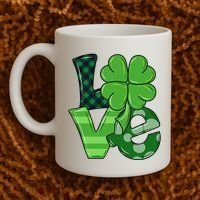 Love St Patricks Day Pattys Irish Clover Coffee Mug thumb 2