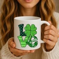 Love St Patricks Day Pattys Irish Clover Coffee Mug thumb 3
