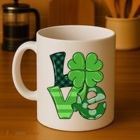 Love St Patricks Day Pattys Irish Clover Coffee Mug thumb 4