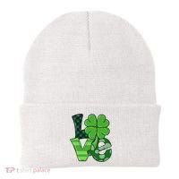 Love St Patricks Day Pattys Irish Clover Beanie thumb 0