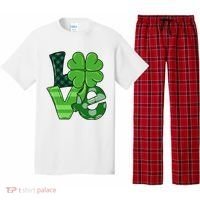 Love St Patricks Day Pattys Irish Clover Pajama Set thumb 0