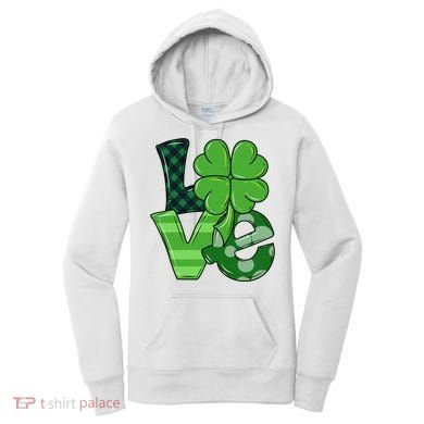 Love St Patricks Day Pattys Irish Clover Women's Hoodie