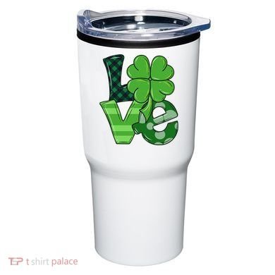 Love St Patricks Day Pattys Irish Clover Tumbler
