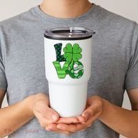 Love St Patricks Day Pattys Irish Clover Tumbler thumb 2