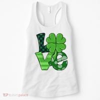 Love St Patricks Day Pattys Irish Clover Women's Tank Top thumb 0