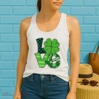 Love St Patricks Day Pattys Irish Clover Women's Tank Top thumb 2