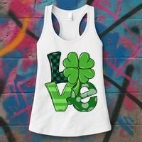 Love St Patricks Day Pattys Irish Clover Women's Tank Top thumb 3