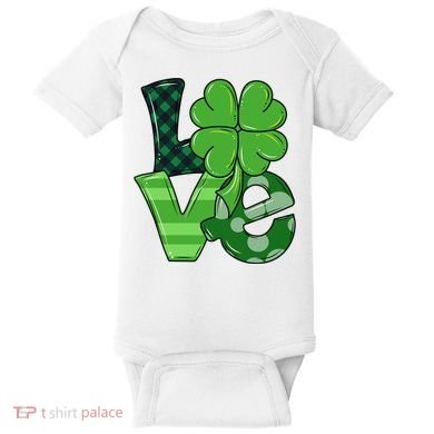Love St Patricks Day Pattys Irish Clover Baby Bodysuit