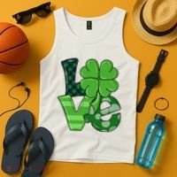 Love St Patricks Day Pattys Irish Clover Tank Top thumb 4