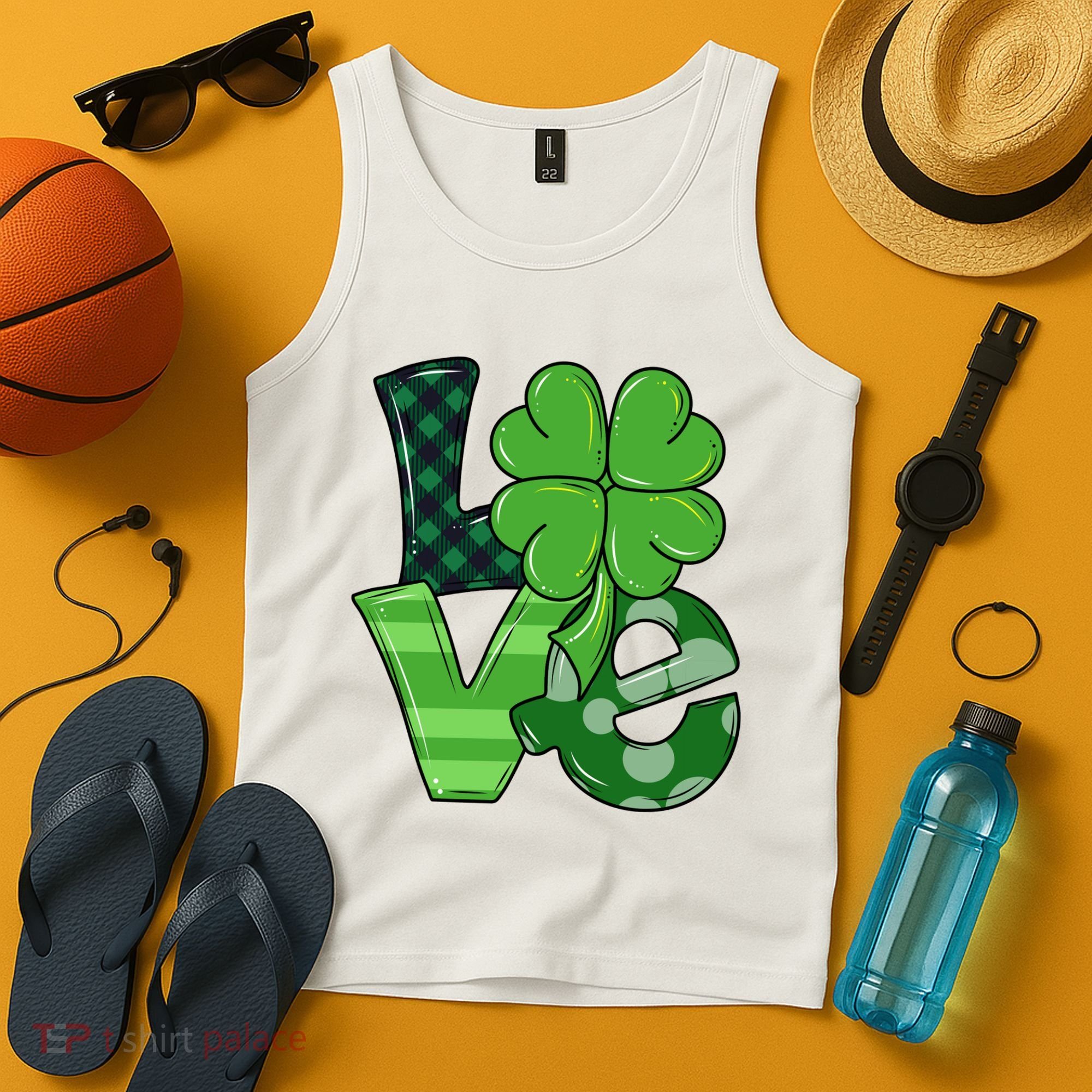 Love St Patricks Day Pattys Irish Clover Tank Top