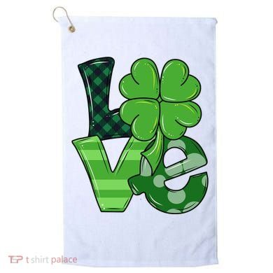 Love St Patricks Day Pattys Irish Clover Golf Towel