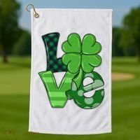 Love St Patricks Day Pattys Irish Clover Golf Towel thumb 1