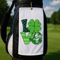 Love St Patricks Day Pattys Irish Clover Golf Towel thumb 2