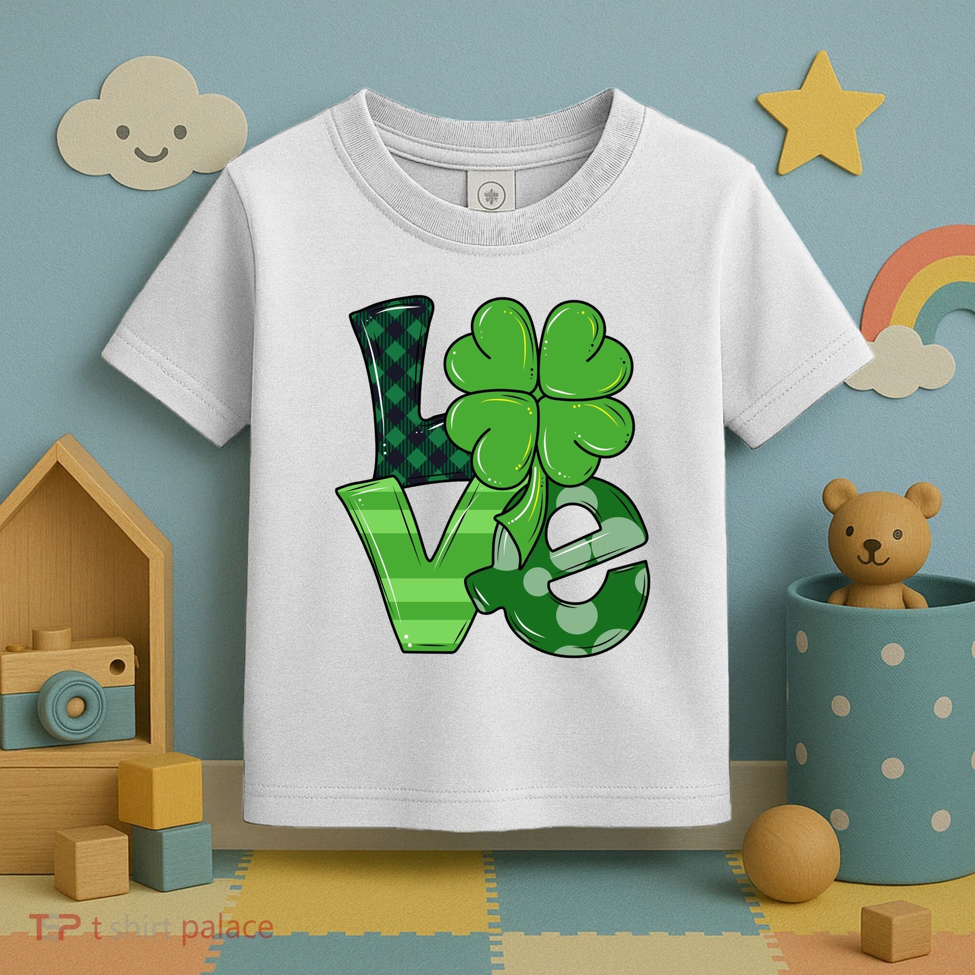 Love St Patricks Day Pattys Irish Clover Toddler T-Shirt