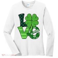 Love St Patricks Day Pattys Irish Clover Women's Long Sleeve Shirt thumb 0