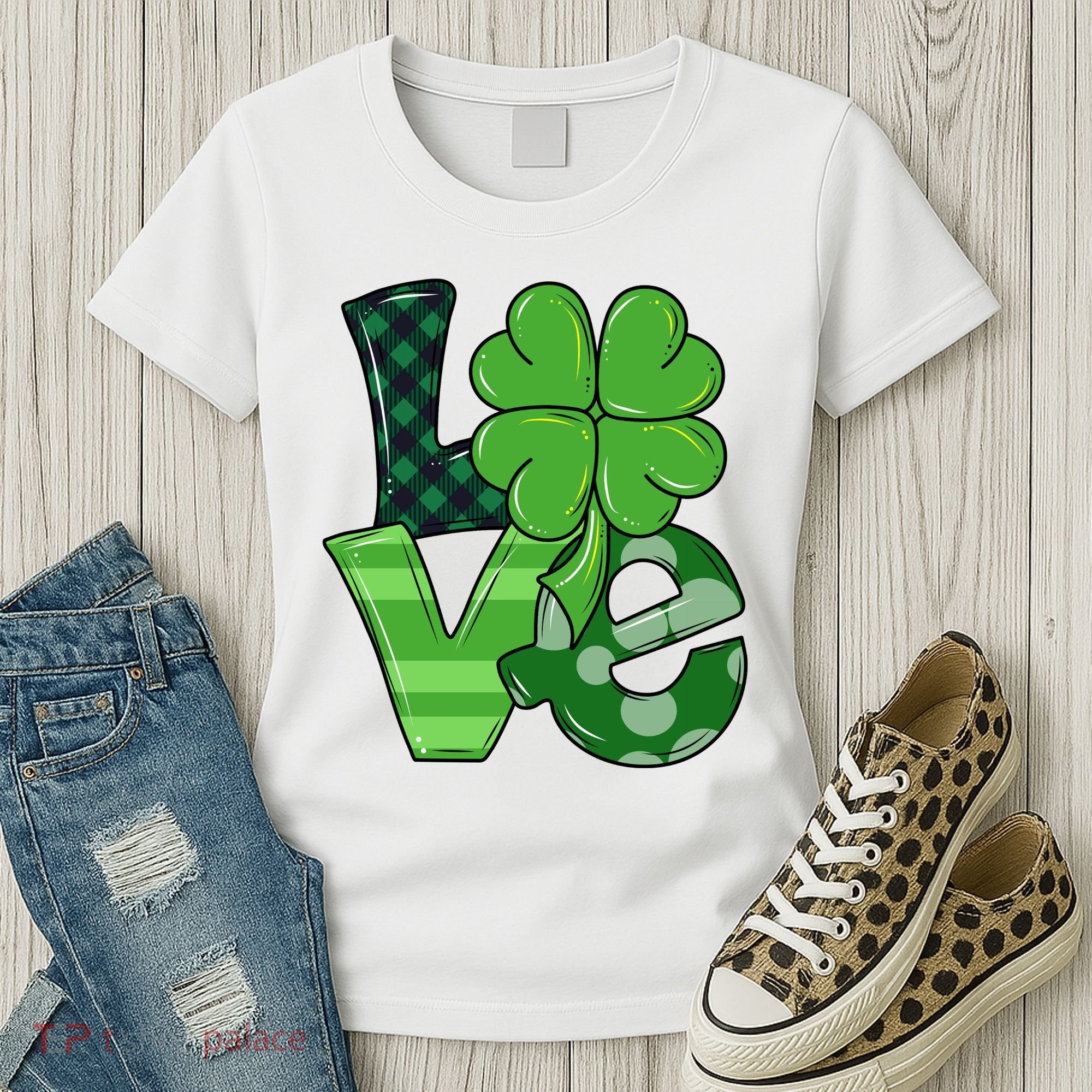 Love St Patricks Day Pattys Irish Clover Women's T-Shirt