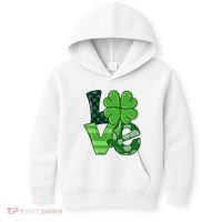 Love St Patricks Day Pattys Irish Clover Kids Hoodie thumb 0