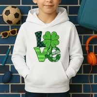 Love St Patricks Day Pattys Irish Clover Kids Hoodie thumb 2