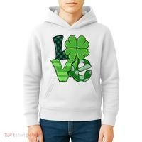 Love St Patricks Day Pattys Irish Clover Kids Hoodie thumb 4