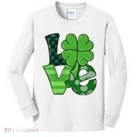 Love St Patricks Day Pattys Irish Clover Kids Long Sleeve Shirt thumb 0