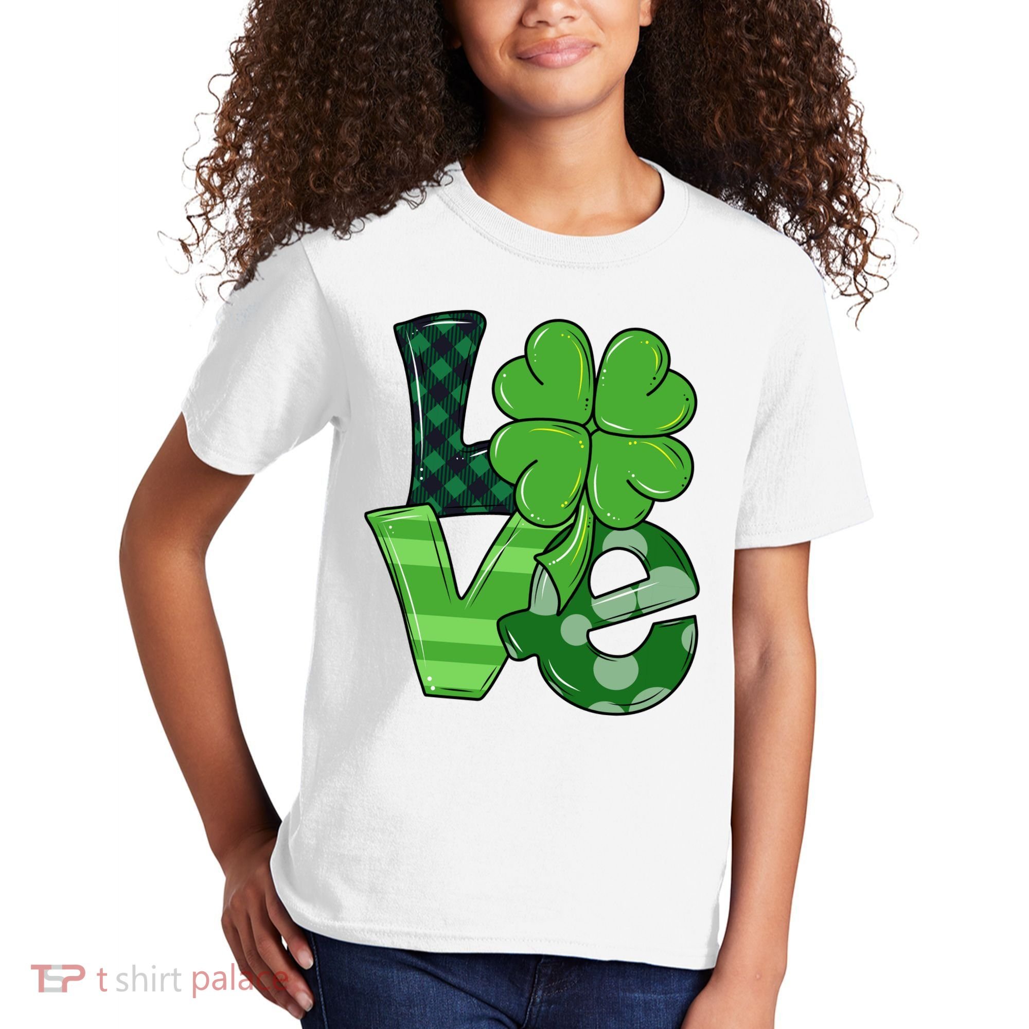 Love St Patricks Day Pattys Irish Clover Kids T-Shirt