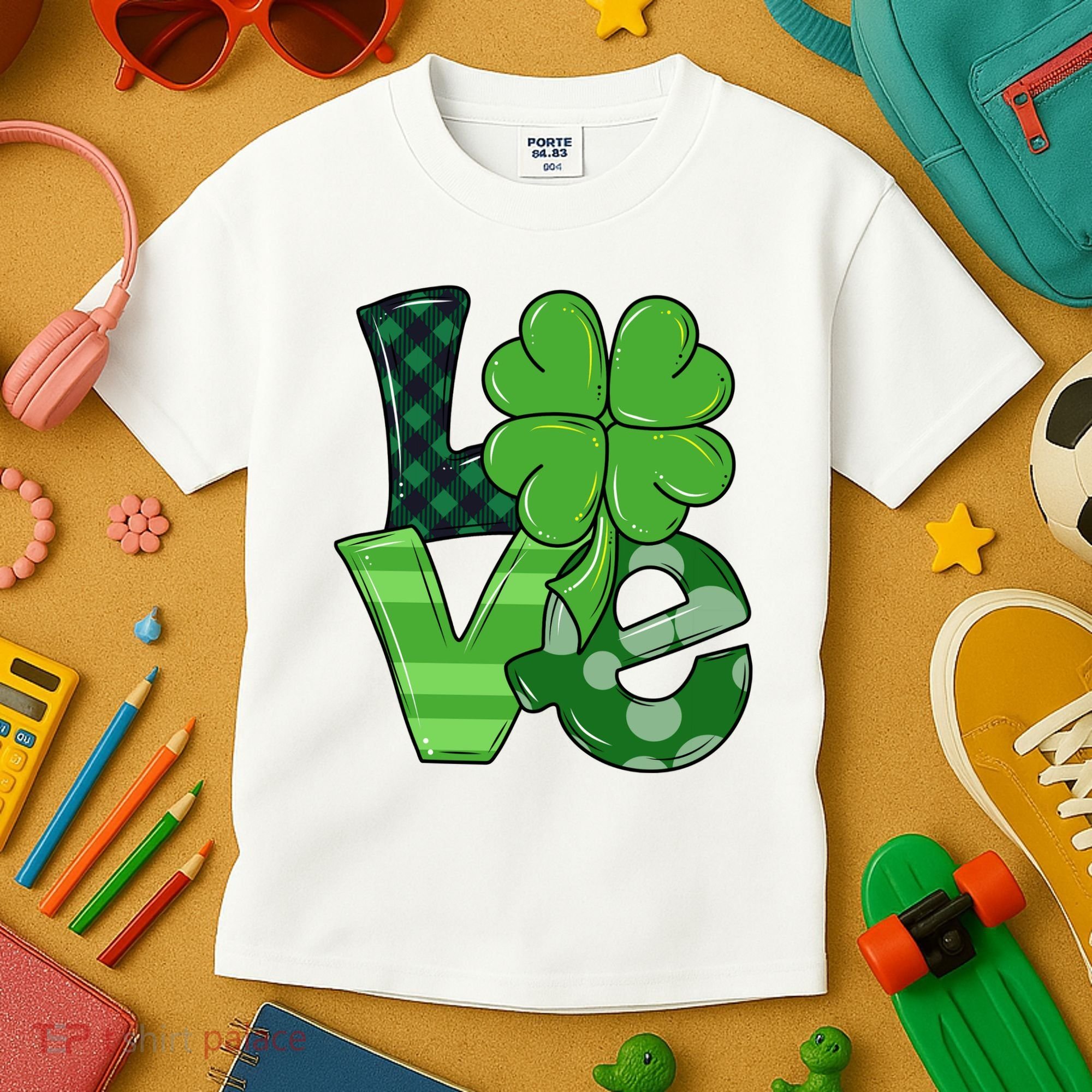 Love St Patricks Day Pattys Irish Clover Kids T-Shirt