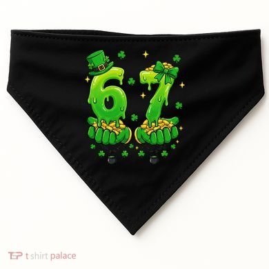 Lucky St Patrick's Day 67 Six Seven Drip Hands USA-Made Doggie Bandana
