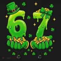 Lucky St Patrick's Day 67 Six Seven Drip Hands USA-Made Doggie Bandana thumb 2