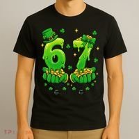Lucky St Patrick's Day 67 Six Seven Drip Hands T-Shirt thumb 3
