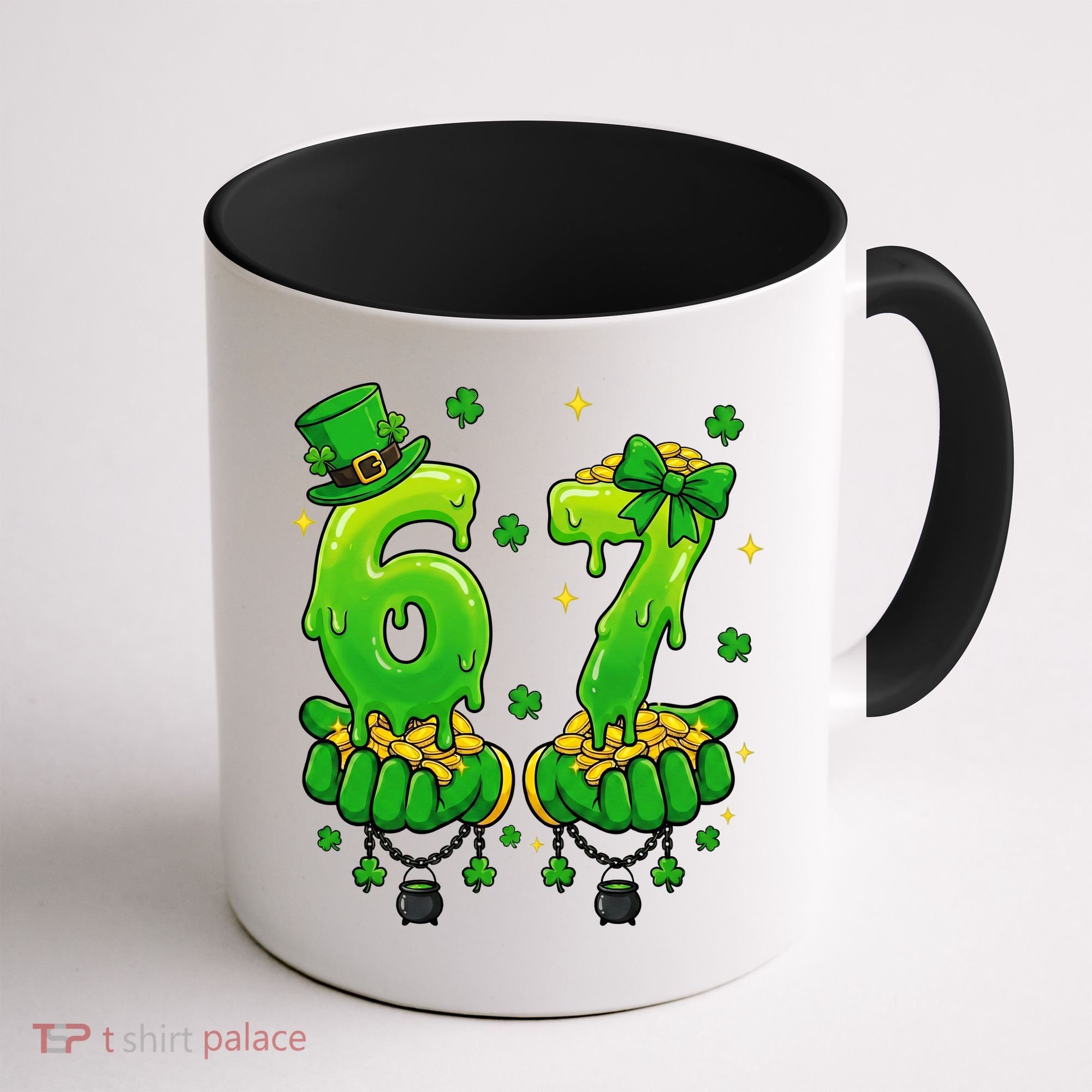 Lucky St Patrick's Day 67 Six Seven Drip Hands Coffee Mug