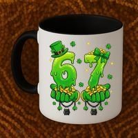Lucky St Patrick's Day 67 Six Seven Drip Hands Coffee Mug thumb 2