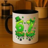 Lucky St Patrick's Day 67 Six Seven Drip Hands Coffee Mug thumb 4