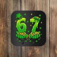 Lucky St Patrick's Day 67 Six Seven Drip Hands Coaster thumb 0