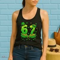 Lucky St Patrick's Day 67 Six Seven Drip Hands Women's Tank Top thumb 2