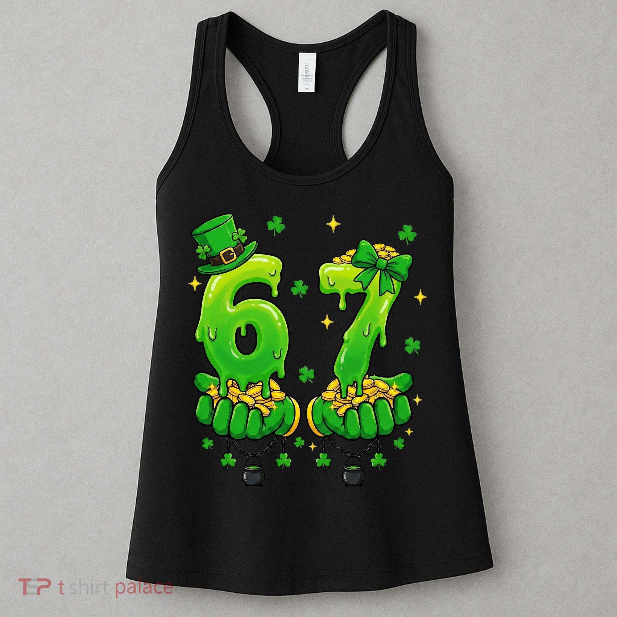 Lucky St Patrick's Day 67 Six Seven Drip Hands Women's Tank Top