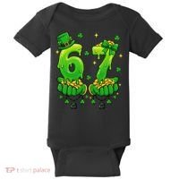 Lucky St Patrick's Day 67 Six Seven Drip Hands Baby Bodysuit thumb 0