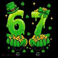 Lucky St Patrick's Day 67 Six Seven Drip Hands Baby Bodysuit thumb 2