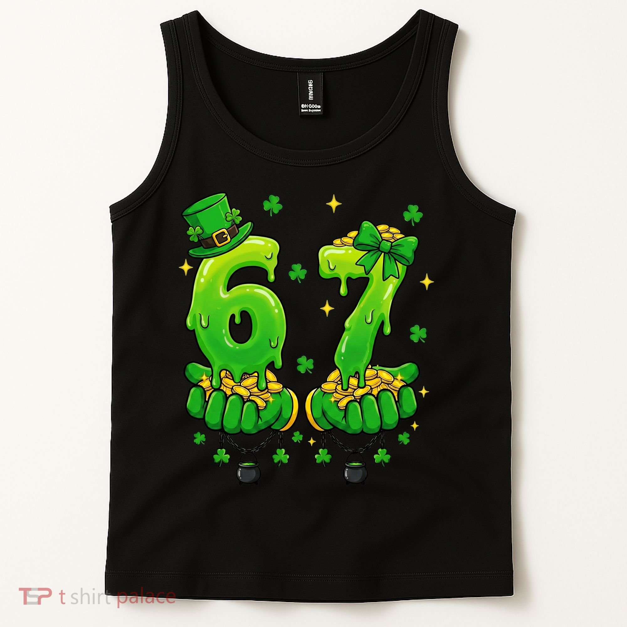 Lucky St Patrick's Day 67 Six Seven Drip Hands Tank Top