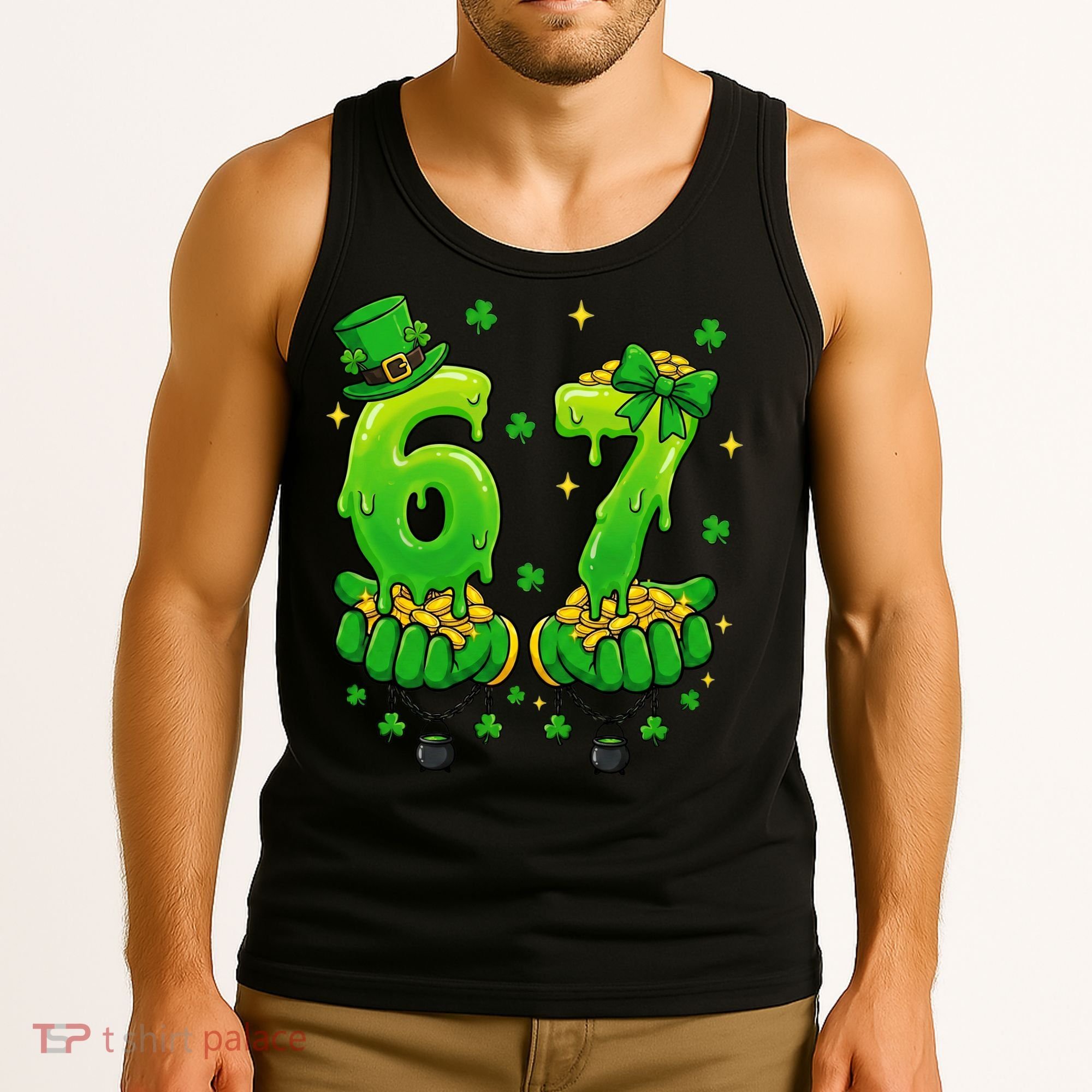 Lucky St Patrick's Day 67 Six Seven Drip Hands Tank Top
