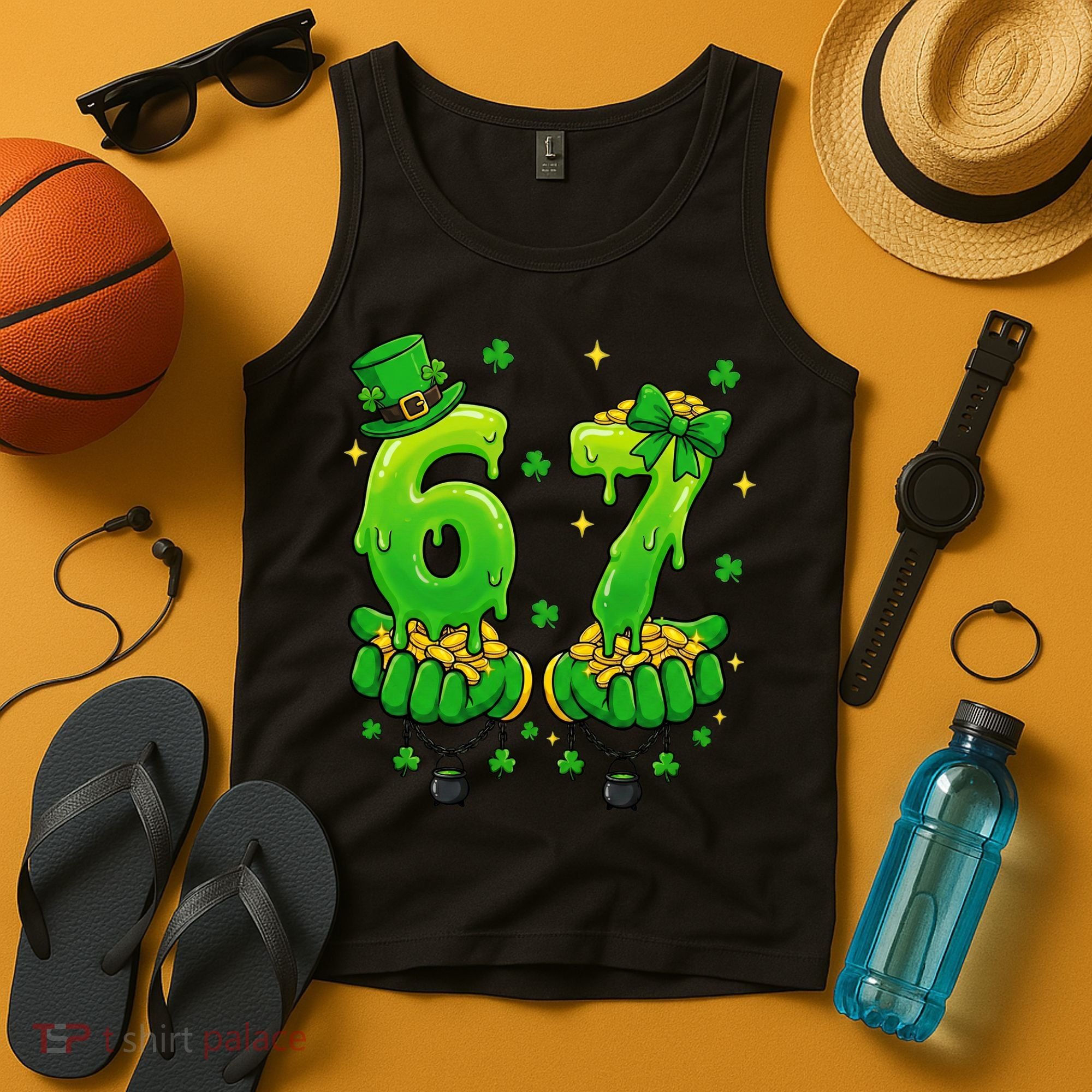 Lucky St Patrick's Day 67 Six Seven Drip Hands Tank Top
