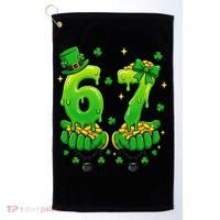 Lucky St Patrick's Day 67 Six Seven Drip Hands Golf Towel thumb 0